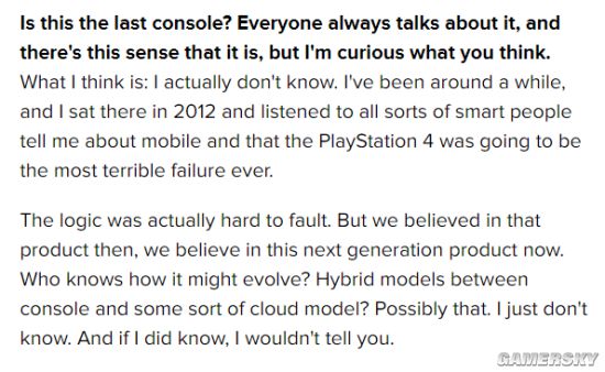 索尼CEO：PS5是不是最后一代主机？不好说