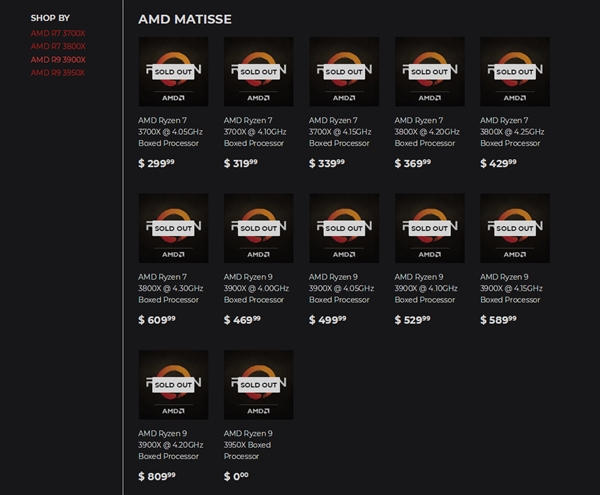 11款超频版三代锐龙开卖：锐龙9 3900X超到4.2GHz