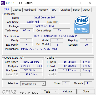 发布14年 古董级赛扬单核CPU超频到了8.4GHz