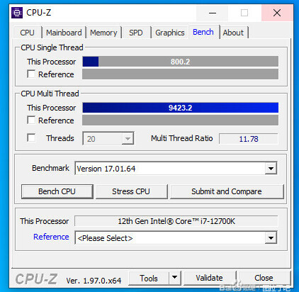 酷睿i7-12700K CPU-Z单线程超800分， Radeon RX 6600 3DMark成绩曝光
