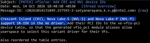 告别独占直通！Nova Lake核显确认支持SR-IOV：多虚拟机可共享GPU