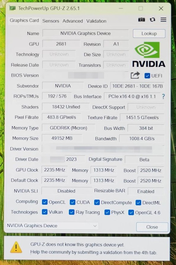 从未发布的Titan Ada首测:满血AD102核心、48GB显存、双16针供电